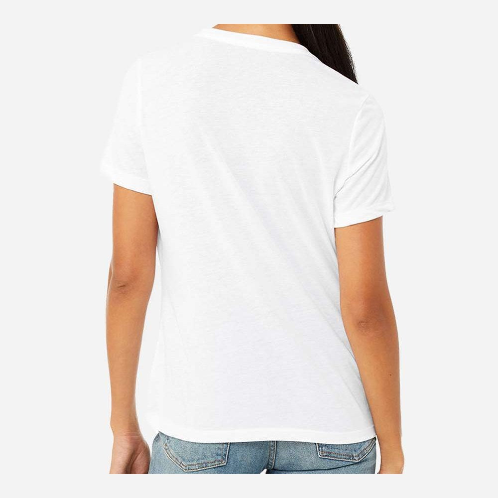 BELLA + CANVAS Women's Relaxed Fit Triblend Tee - Solid White Triblend - On Model Back