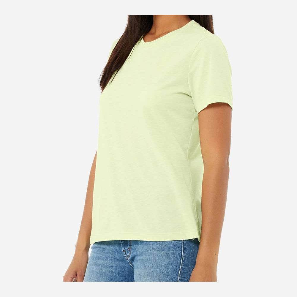 BELLA + CANVAS Women's Relaxed Fit Triblend Tee - Spring Green Triblend - On Model Side