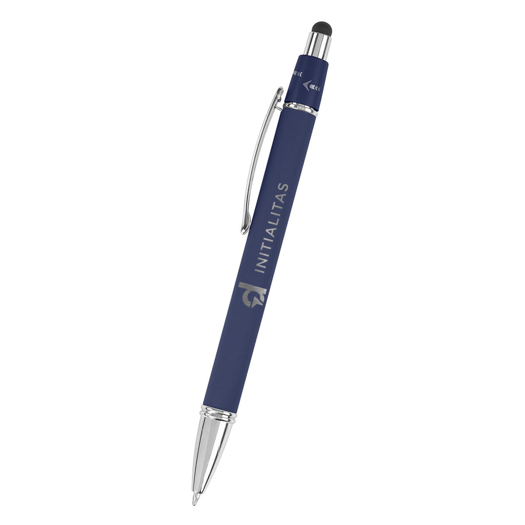 Bella Pen with Stylus in Recycled Aluminum - Navy - Laser Engraving