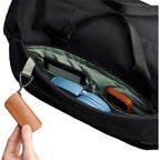 Bellroy Classic Duffel Bag with AirTag Pocket, 45L Transfer - Black - Left Angle Detail
