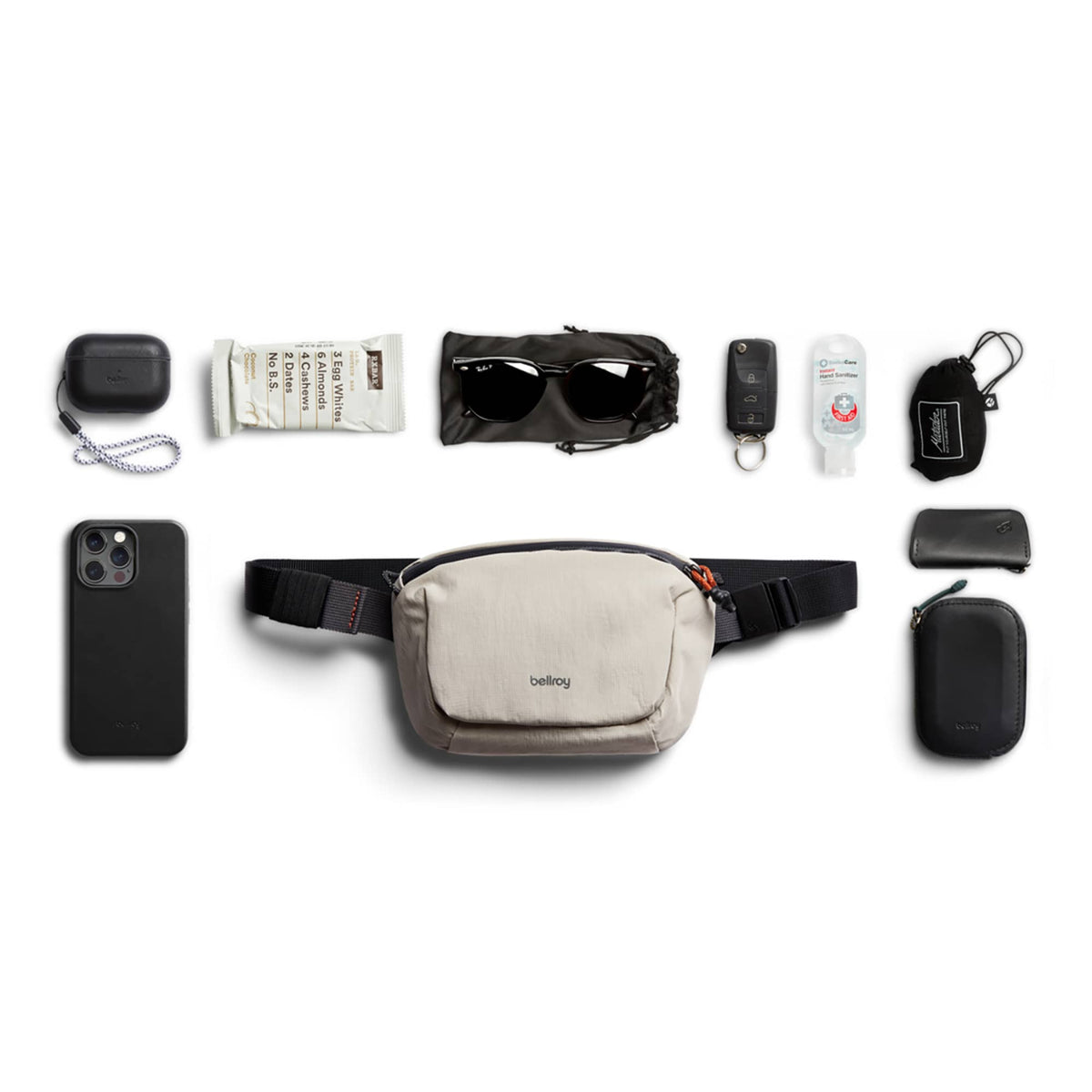 Bellroy Lite Belt Bag in Recycled Ripstop Transfer - ASH - Front Props