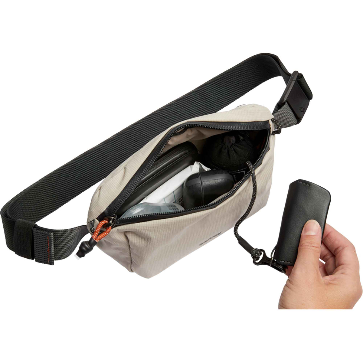 Bellroy Lite Belt Bag in Recycled Ripstop Transfer - ASH - Open