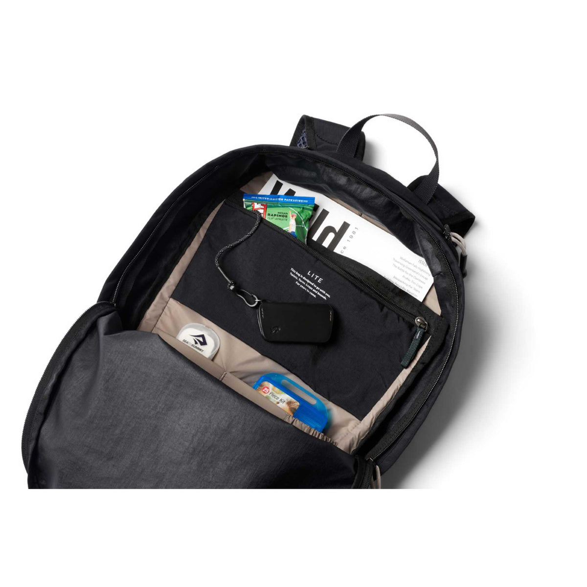 Bellroy Lite Packable Daypack in Recycled PET Transfer - Black - Right Angle Detail