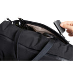 Bellroy Lite Packable Duffel Bag in Recycled Ripstop Transfer - Black - Left Angle Detail