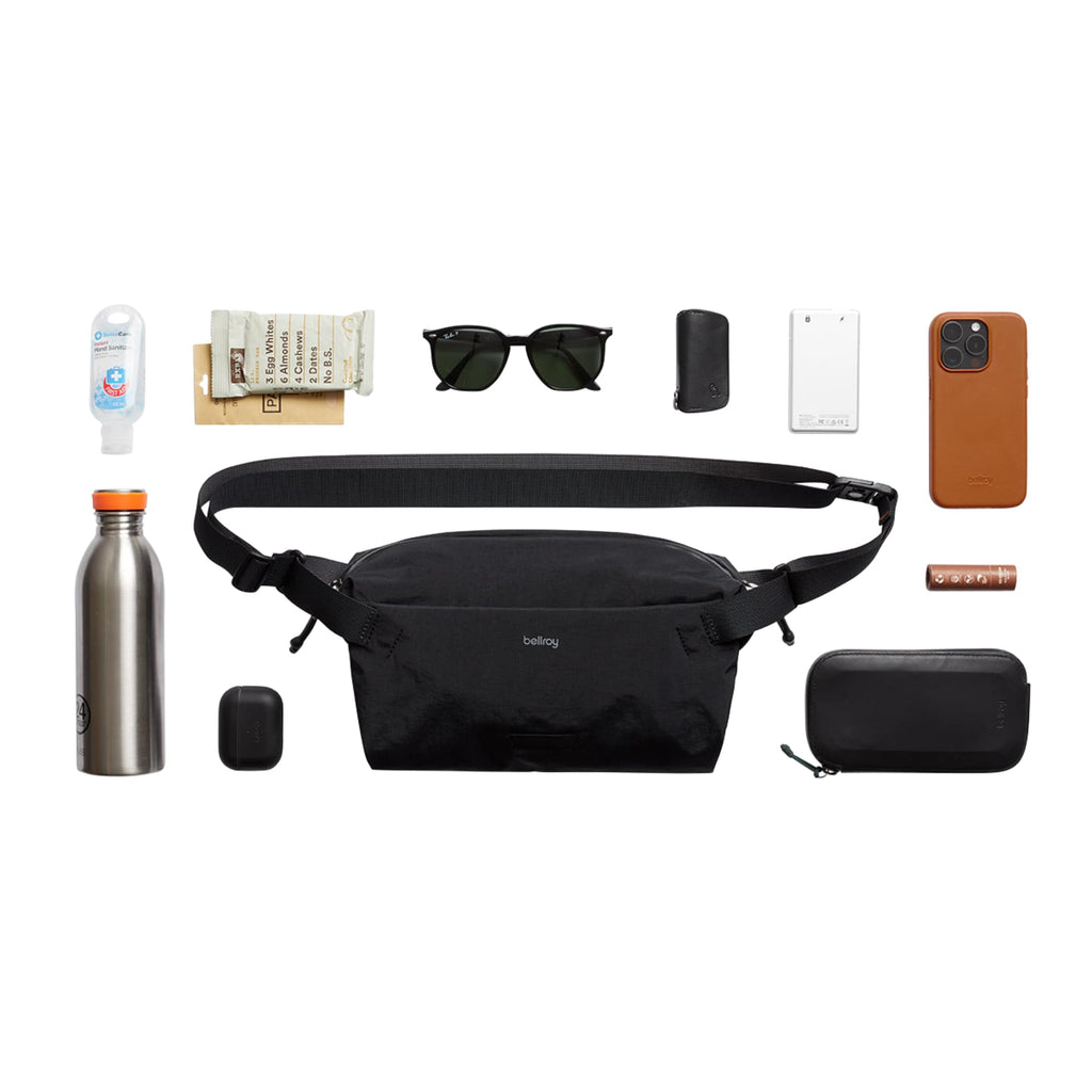 Bellroy Lite Sling Bag in Recycled Ripstop, 7L Transfer - Black - Front Props