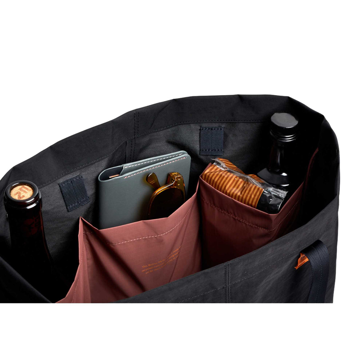 Bellroy Market Tote in Recycled Nylon Embroidery - Black - Left Angle Detail