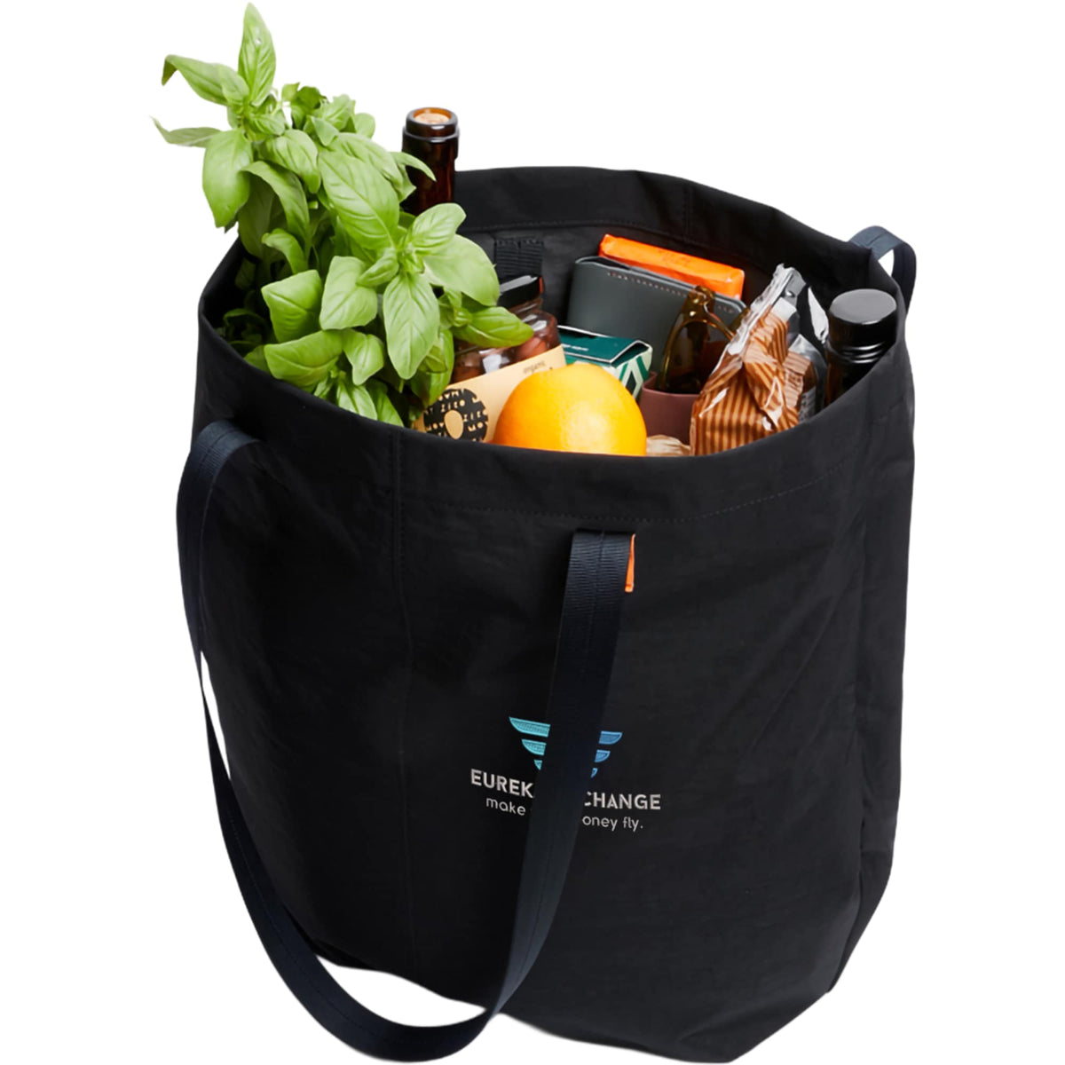 Bellroy Market Tote in Recycled Nylon Embroidery - Black - Left Angle