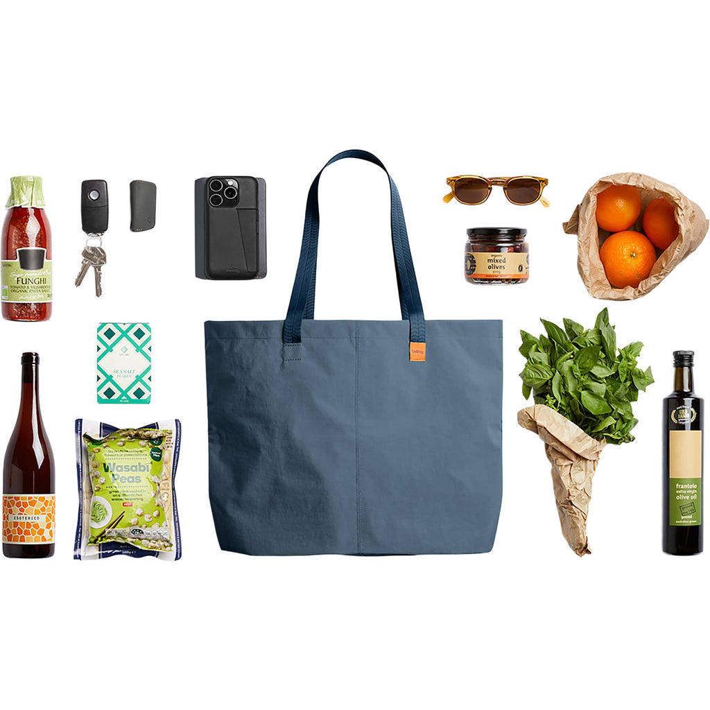 Bellroy Market Tote in Recycled Nylon Embroidery - Steel Blue - Front Propped