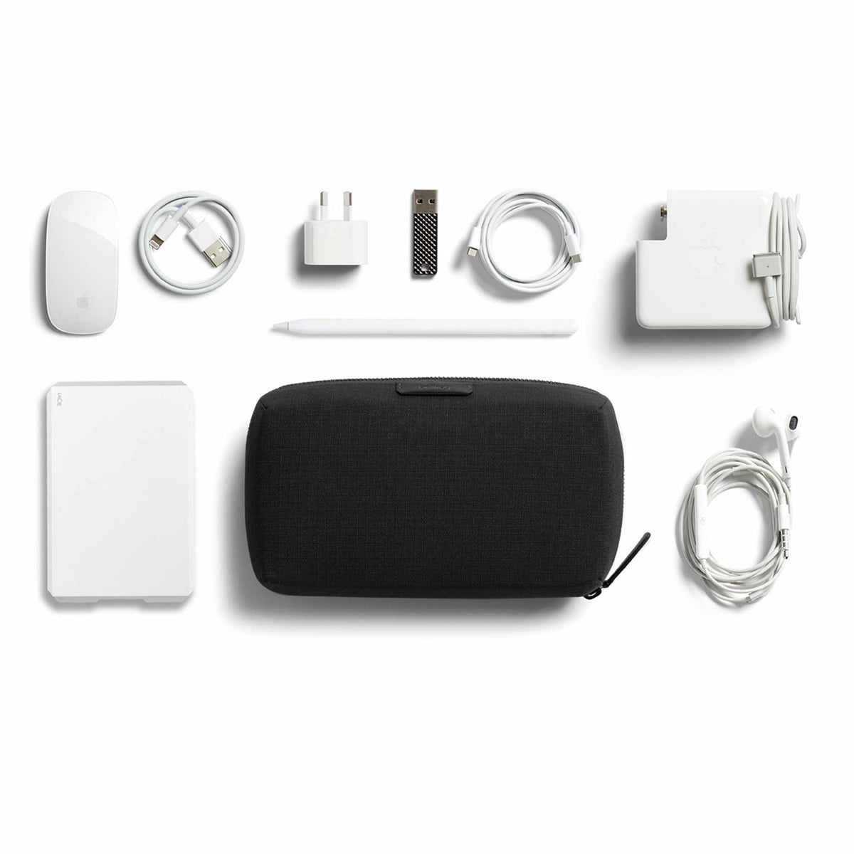 Bellroy Tech Kit Organizer in Recycled Nylon Transfer - Black - Flat