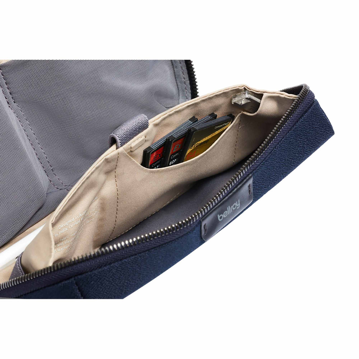 Bellroy Tech Kit Organizer in Recycled Nylon Transfer - Navy - Right Angle Open 2