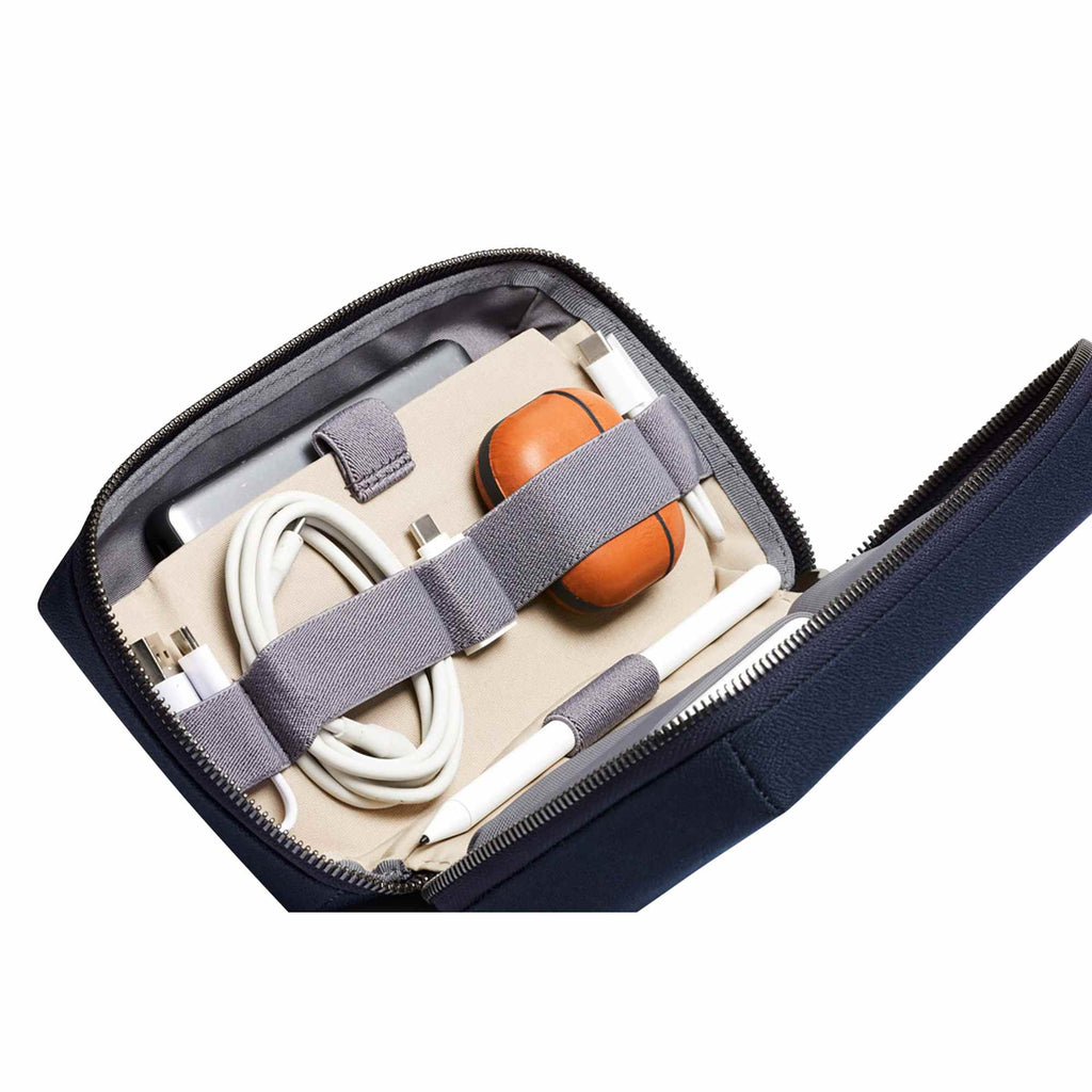 Bellroy Tech Kit Organizer in Recycled Nylon Transfer - Navy - Right Angle Open