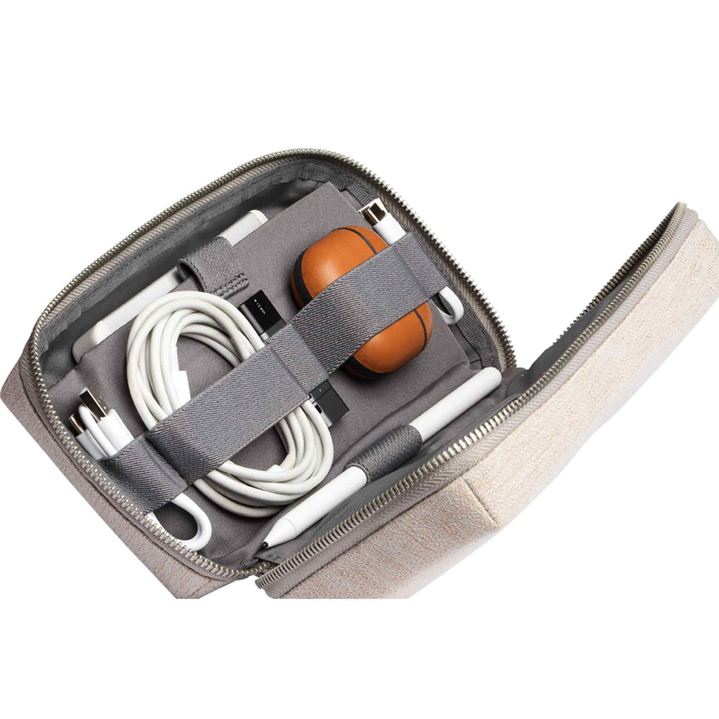 Bellroy Tech Kit Organizer in Recycled Nylon Transfer - Saltbrush - Right Angle Open