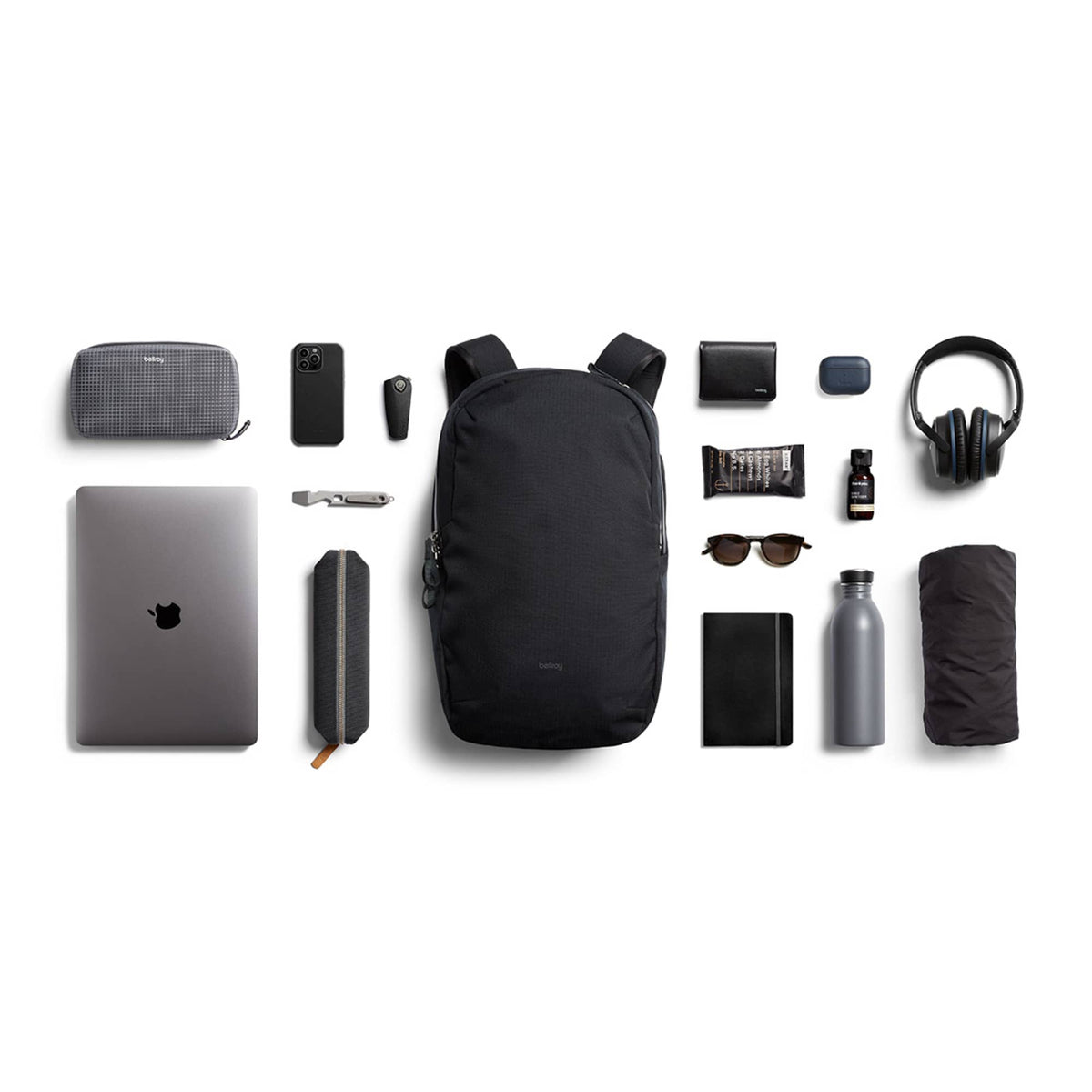Bellroy Via Laptop Backpack, 16 Inch Embroidery - Black - Front Detail