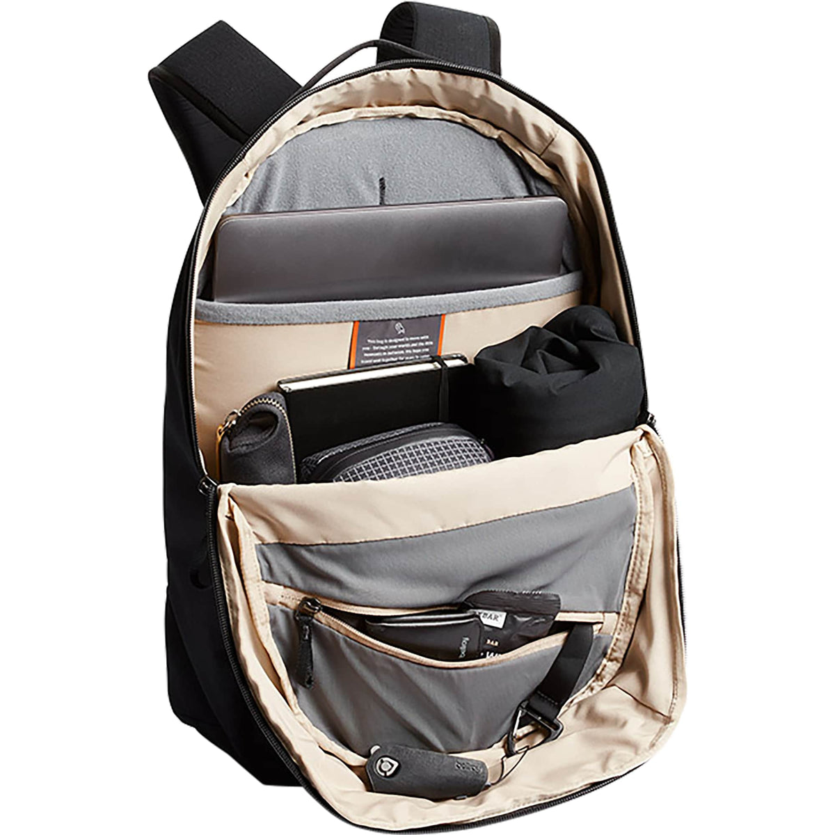 Bellroy Via Laptop Backpack, 16 Inch Embroidery - Black - Right Angle Open 2