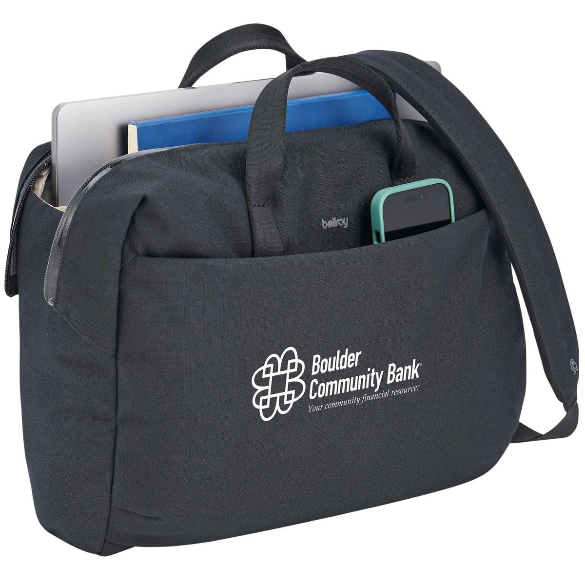 Bellroy Via Work Bag, 16 Inches Embroidery - Black - Right Angle 2