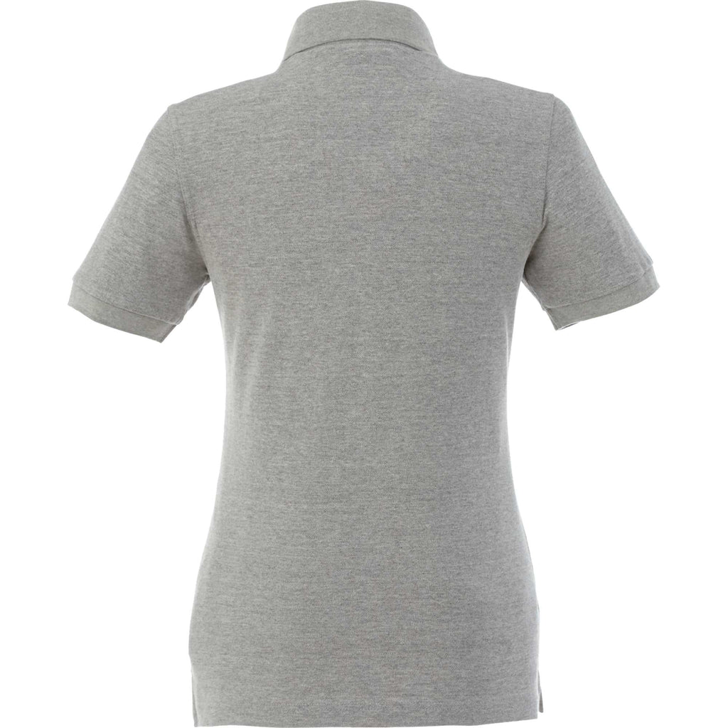 Belmont Cotton Pique Polo for Women Embroidery - Heather Grey - Back Flat