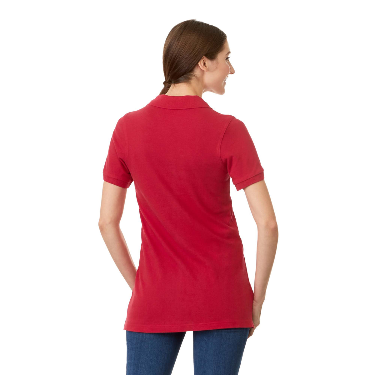 Belmont Cotton Pique Polo for Women Embroidery - Team Red - Back On Model