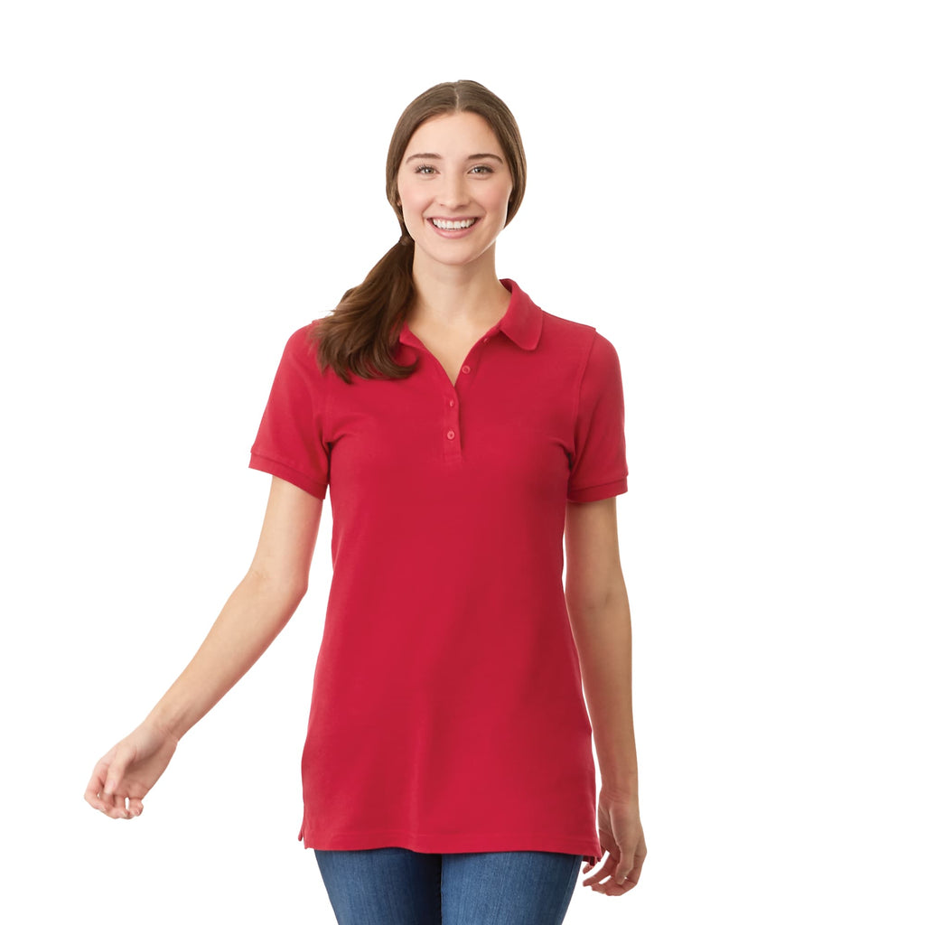 Belmont Cotton Pique Polo for Women Embroidery - Team Red - Front On Model
