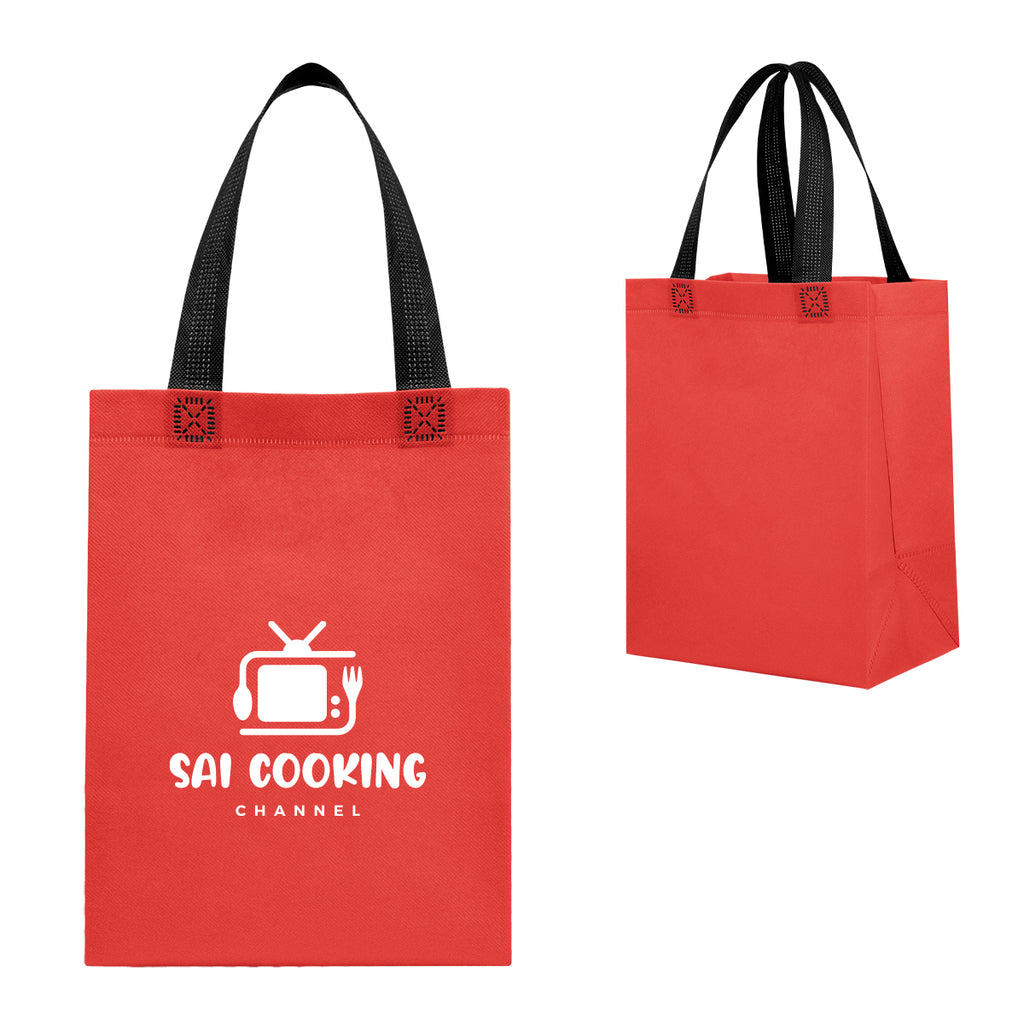 Bennett Recycled Tote Bag, Non-Woven - Red - Silk Screen