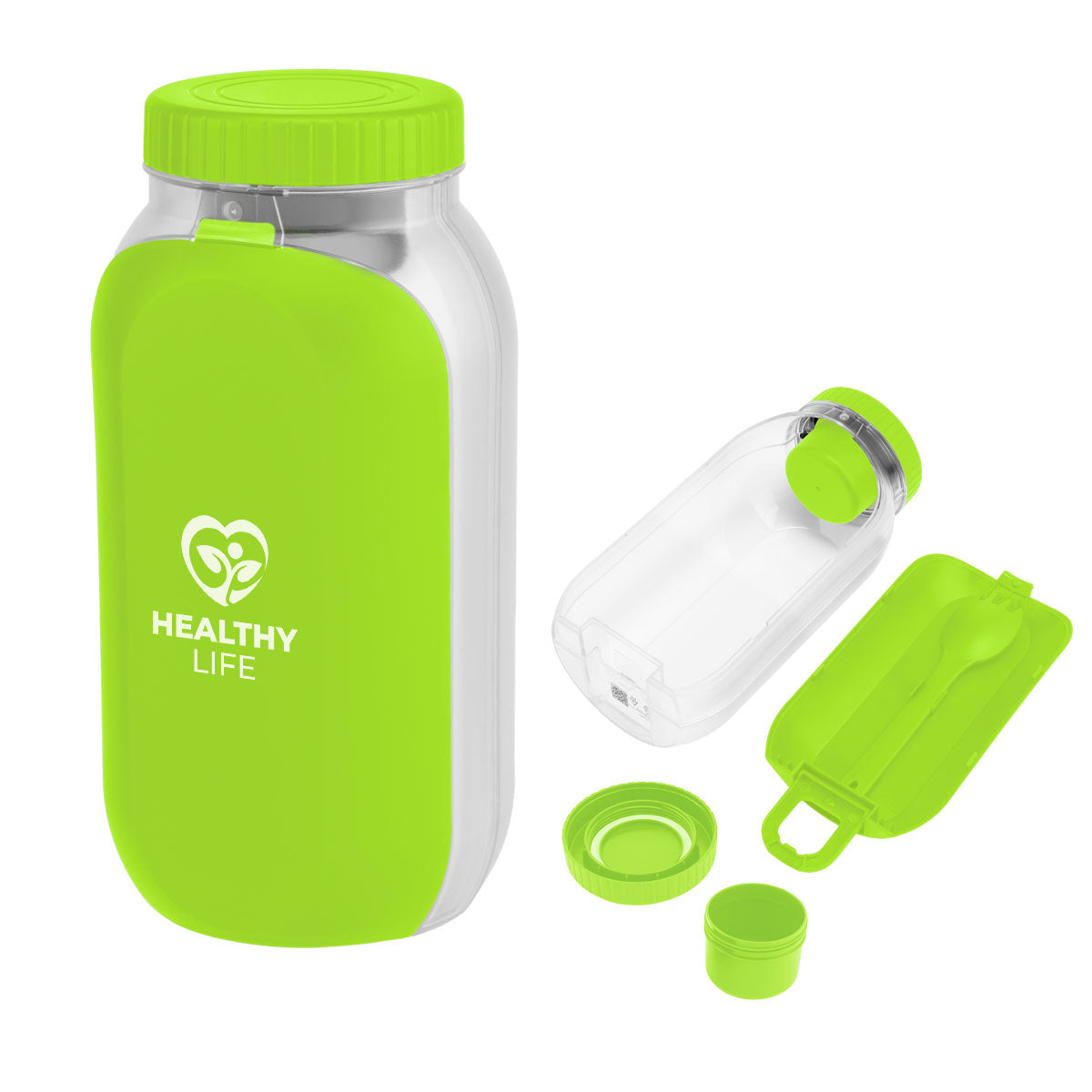 Bento Bottle Salad Shaker, Recycled - Lime Green - Pad Print