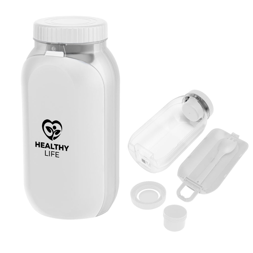 Bento Bottle Salad Shaker, Recycled - White - Pad Print