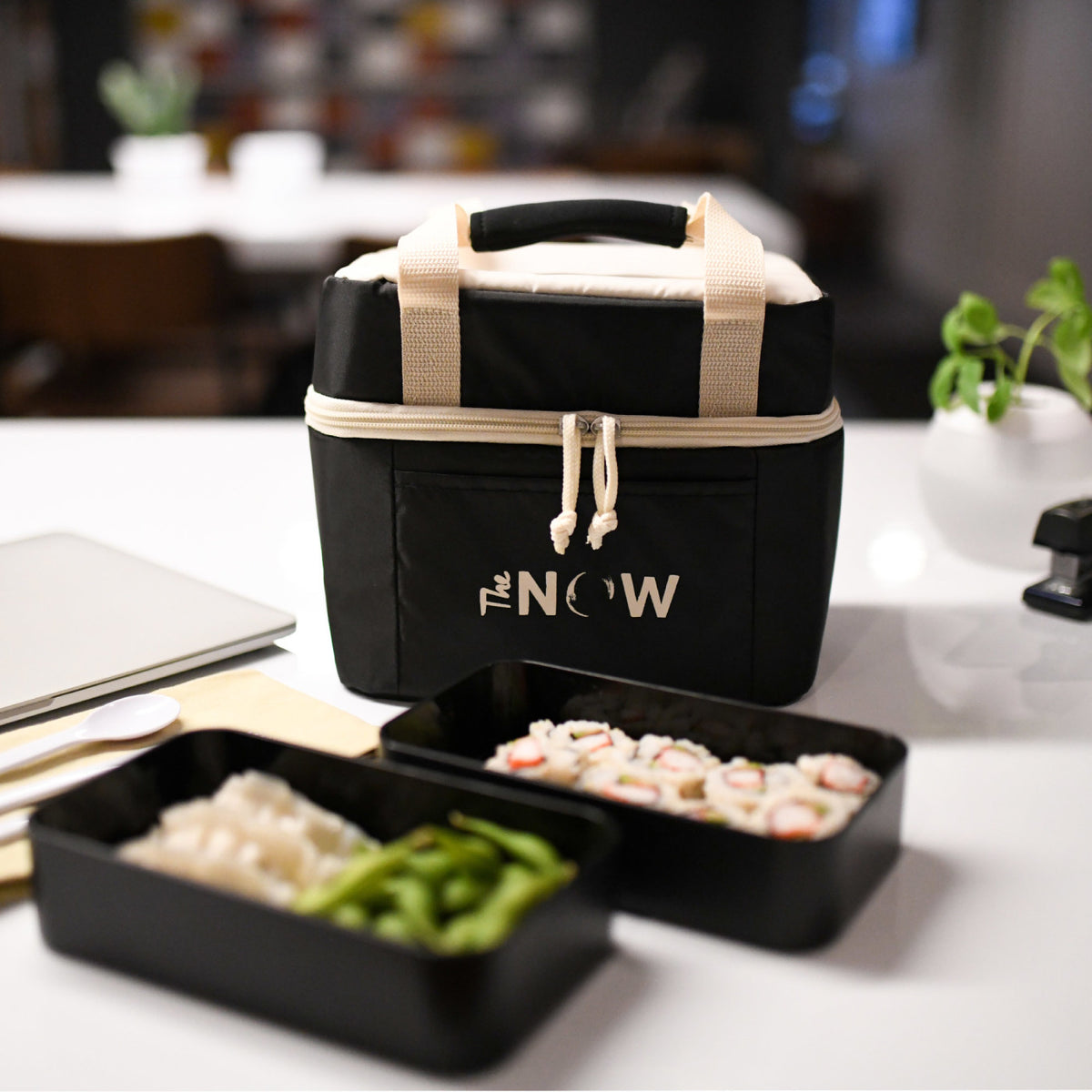 Bento Box Cooler Bag with Ice Pack Pocket - Black - View 5