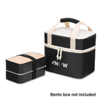 Bento Box Cooler Bag with Ice Pack Pocket Embroidery - Black - View 6