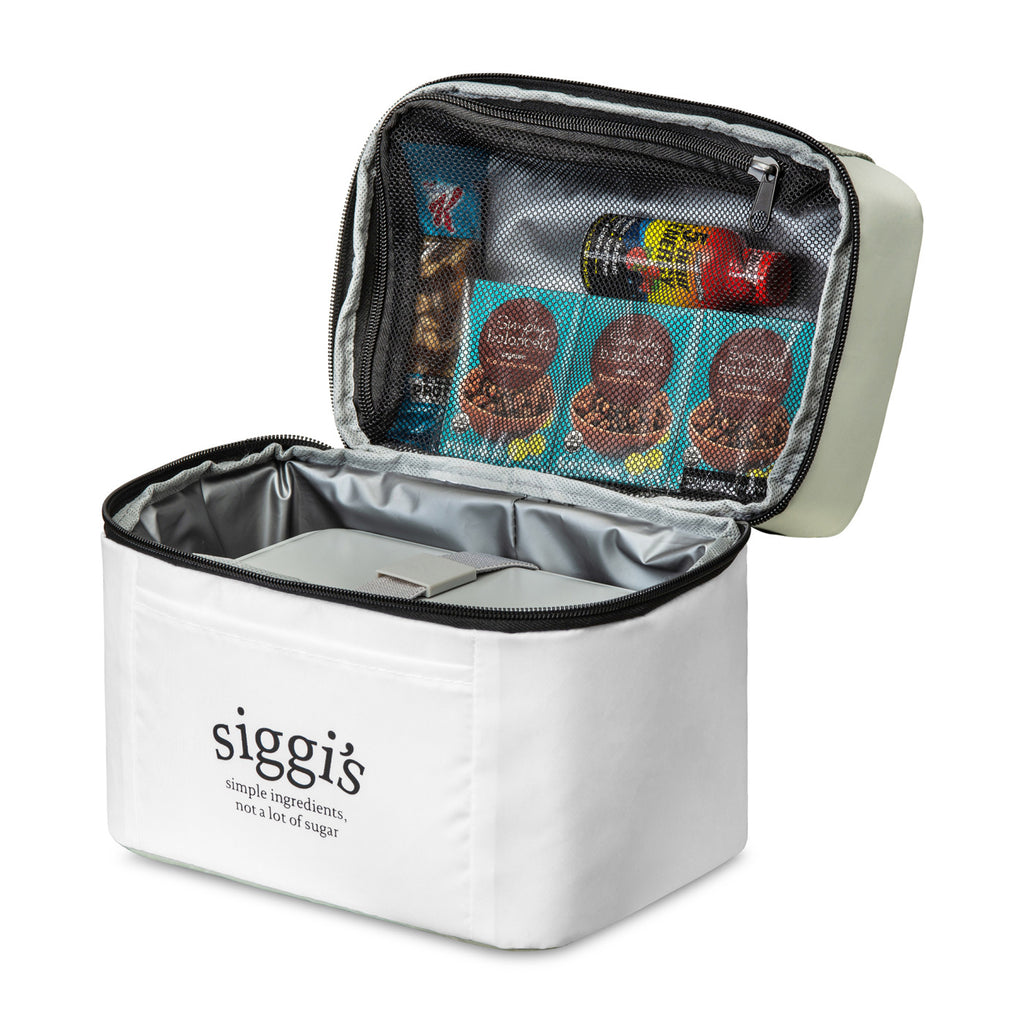 Bento Box Cooler Bag with Ice Pack Pocket Embroidery - White - View 2