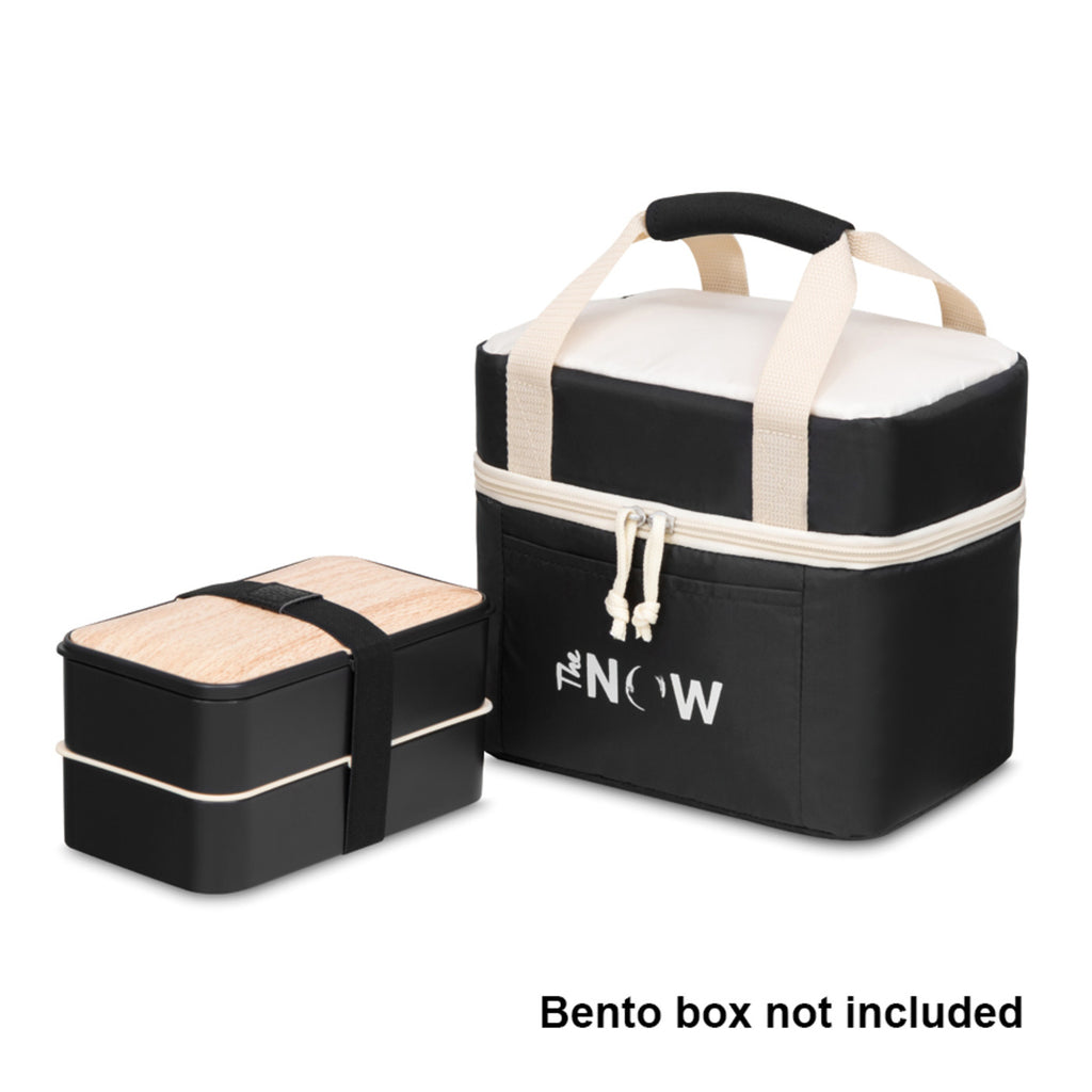 Bento Box Cooler Bag with Ice Pack Pocket Transfer - Black - View 6