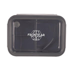 Bento Lunch Box with Three Compartments and Folding Spoon - Black - Photo