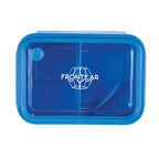 Bento Lunch Box with Three Compartments and Folding Spoon - Blue - Photo