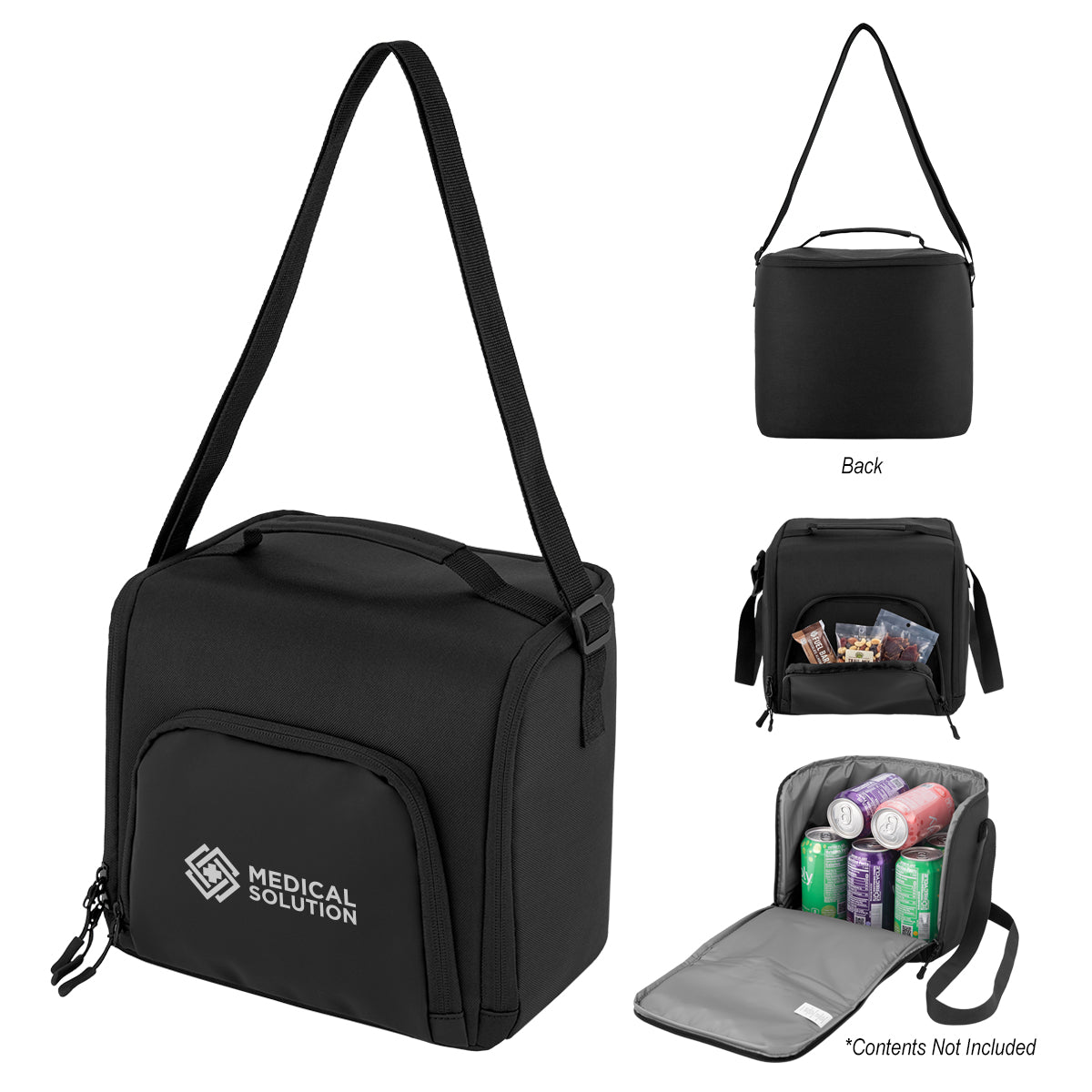 Benton Cooler Bag for 8 Cans, Recycled PET - Black - Silk Screen