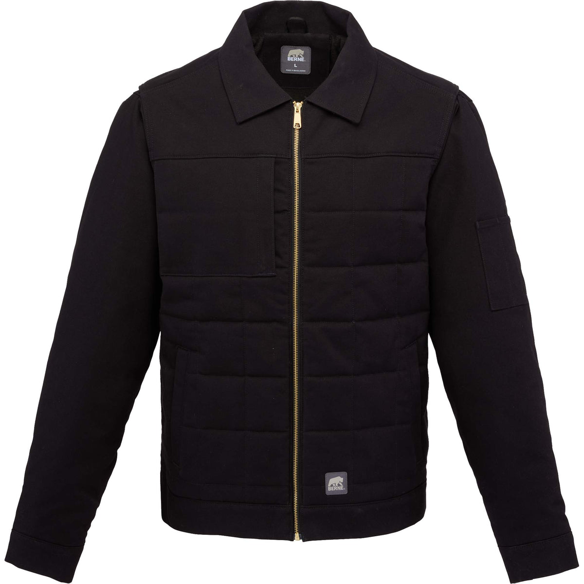 Berne Gasoline Quilted Stretch Duck Jacket for Men Transfer - Black - Front