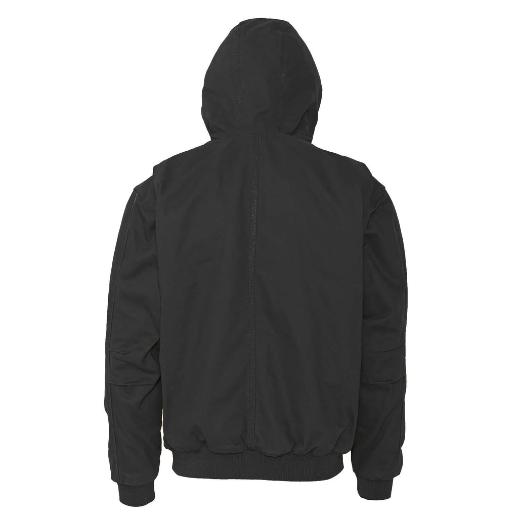 Berne Heartland Washed Duck Hooded Work Jacket for Men Embroidery - Black - Back 2