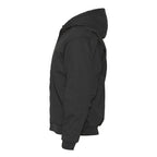 Berne Heartland Washed Duck Hooded Work Jacket for Men Embroidery - Black - Left Side