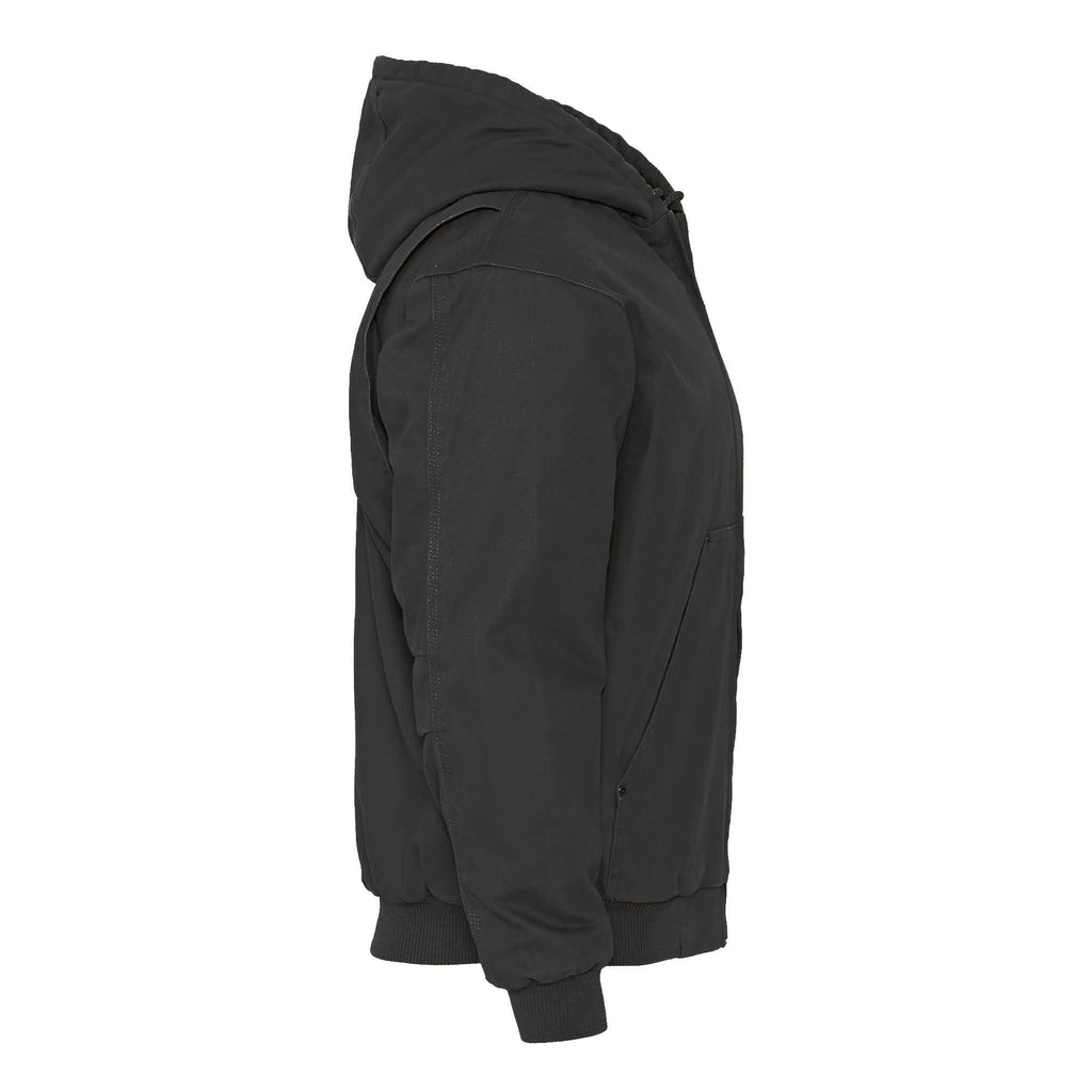 Berne Heartland Washed Duck Hooded Work Jacket for Men Embroidery - Black - Right Side