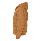 Berne Heartland Washed Duck Hooded Work Jacket for Men Embroidery - Brown - Left Side