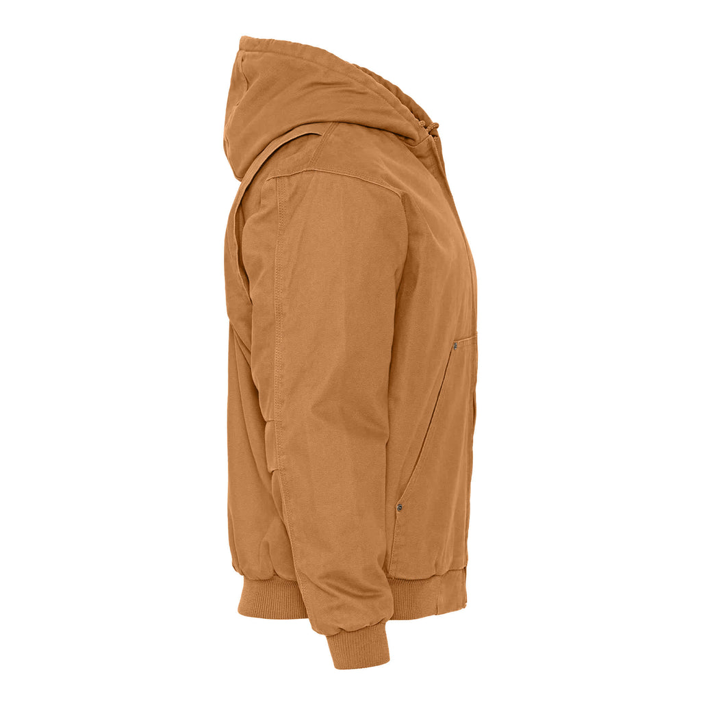Berne Heartland Washed Duck Hooded Work Jacket for Men Embroidery - Brown - Right Side