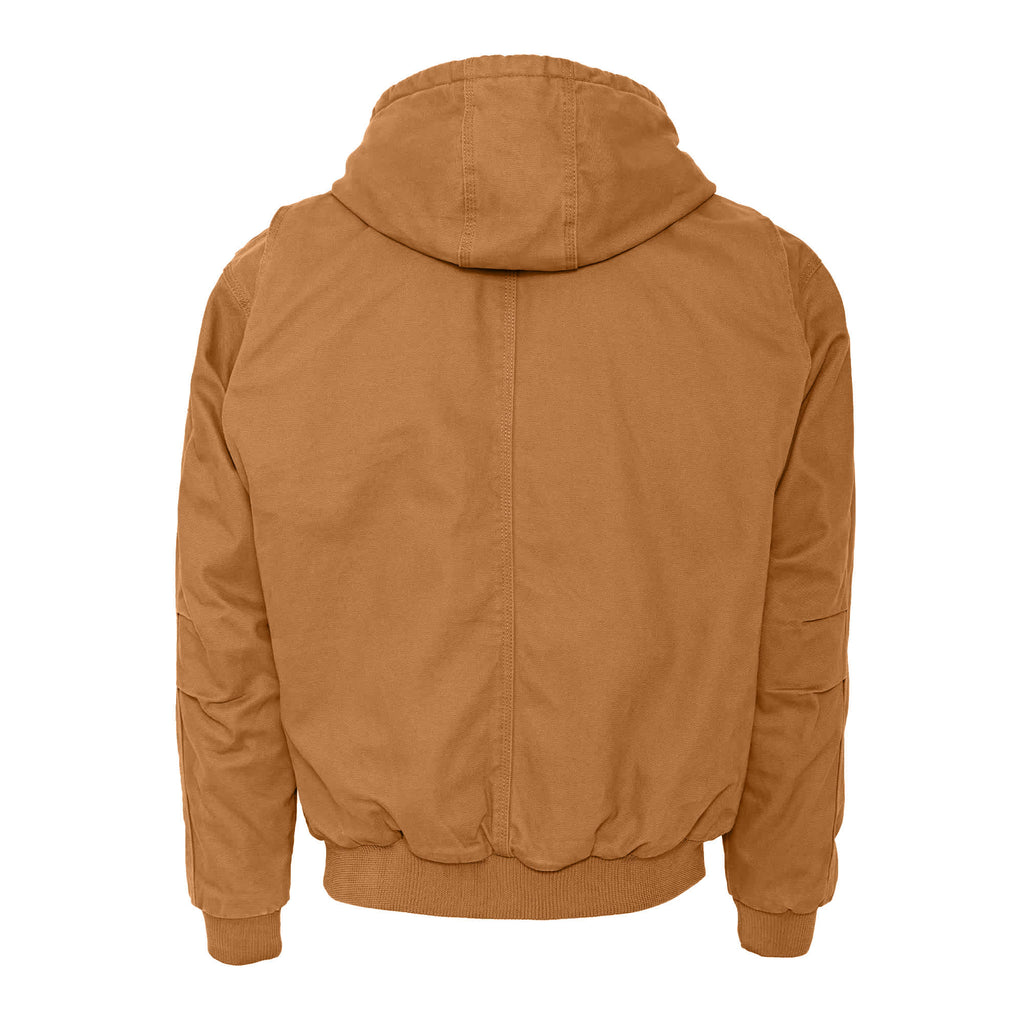 Berne Heartland Washed Duck Hooded Work Jacket for Men Transfer - Brown - Back