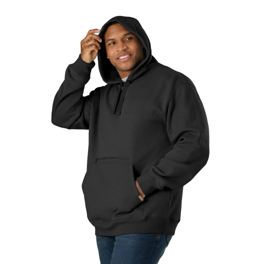 Berne Heritage Pullover Hoodie with Zip Pocket for Men Transfer - Black - Front On Model
