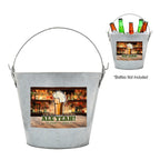 Bevy Beverage Bucket, 5 Liter - Silver - Full Color on a White Label