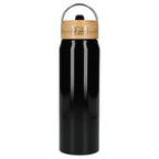 Billy Recycled Aluminum Straw Bottle with Bamboo Lid, 26 oz - Black - Back