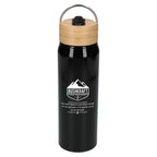 Billy Recycled Aluminum Straw Bottle with Bamboo Lid, 26 oz - Black - Front 2