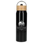 Billy Recycled Aluminum Straw Bottle with Bamboo Lid, 26 oz - Black - Front