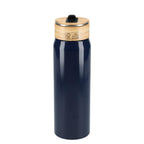 Billy Recycled Aluminum Straw Bottle with Bamboo Lid, 26 oz - Navy - Back 3