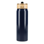 Billy Recycled Aluminum Straw Bottle with Bamboo Lid, 26 oz - Navy - Back 5