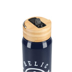 Billy Recycled Aluminum Straw Bottle with Bamboo Lid, 26 oz - Navy - Front 4