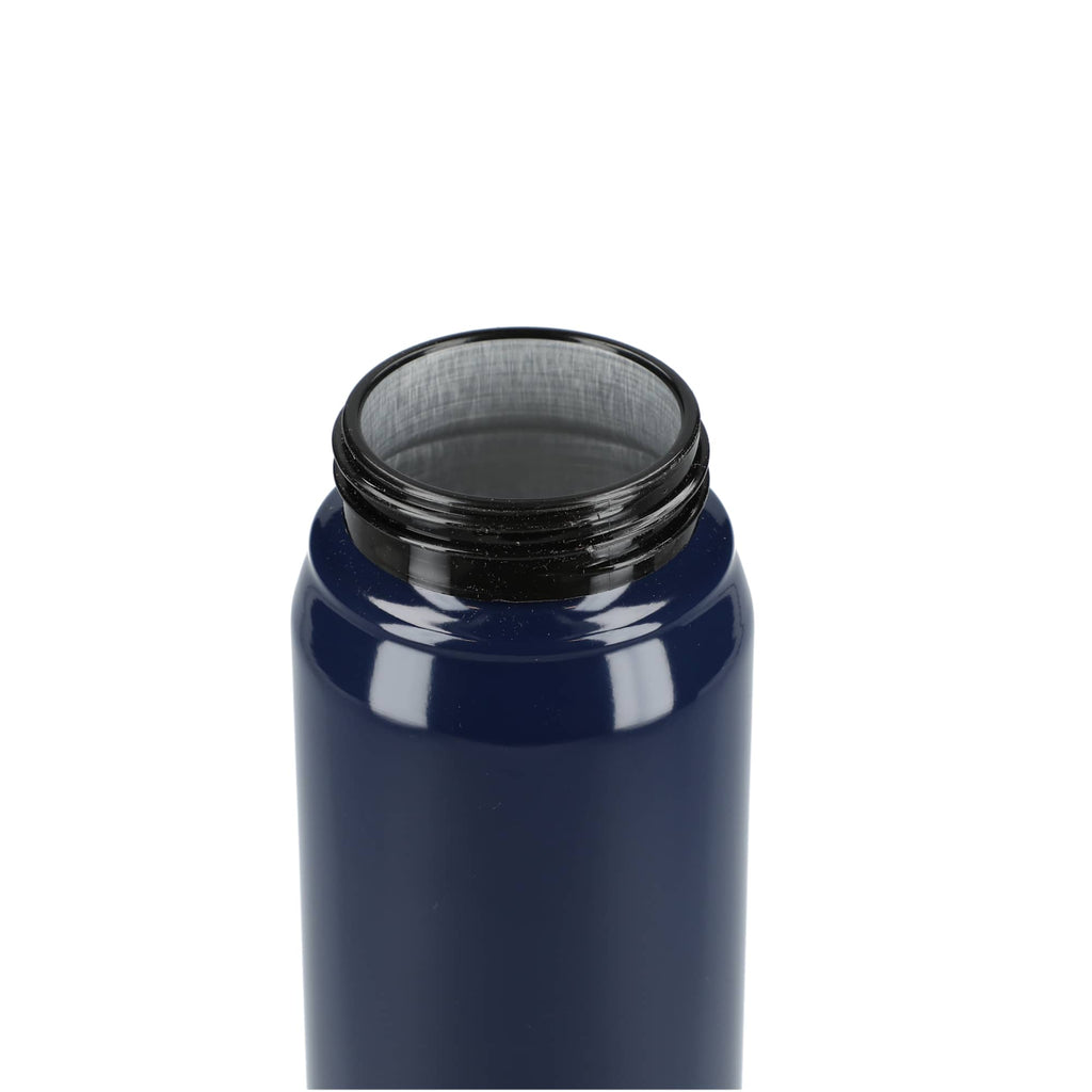Billy Recycled Aluminum Straw Bottle with Bamboo Lid, 26 oz - Navy - Front 5