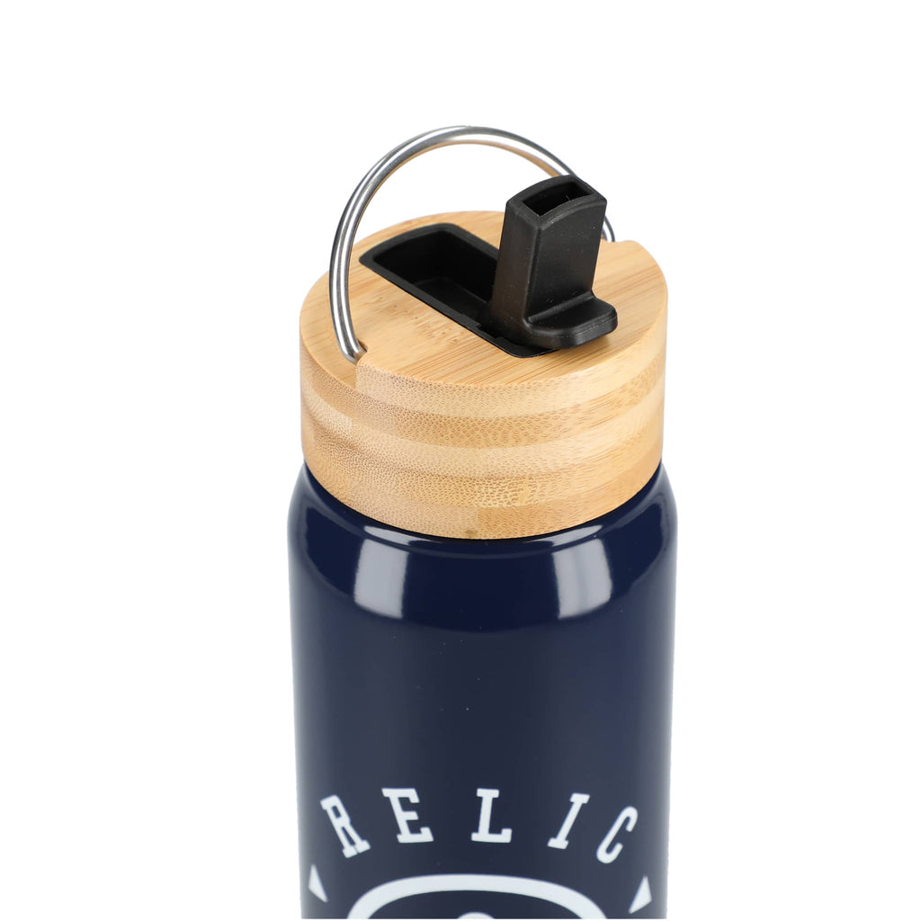 Billy Recycled Aluminum Straw Bottle with Bamboo Lid, 26 oz - Navy - Front 6