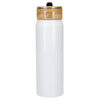 Billy Recycled Aluminum Straw Bottle with Bamboo Lid, 26 oz - White - Back